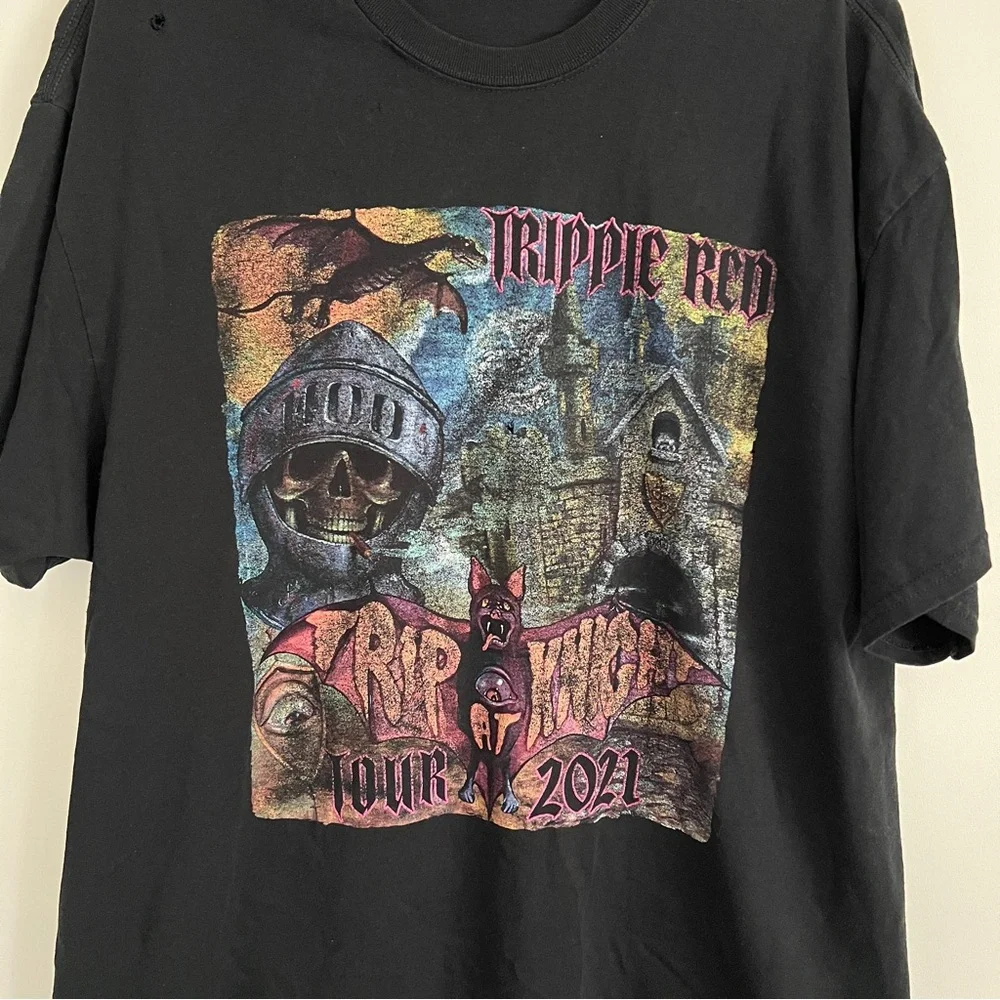 Trippie Redd Trip At Knight Tour 2021 Black Graphic T Shirt 2 Sided Men’s Tee - Picture 2 of 10